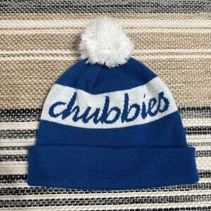 Chubbies Knit Pom Beanie Blue‎ White Winter Hat